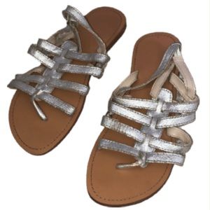 NWOT Girls’/Women’s 5/6 Silver/Nude Gladiator Sandal